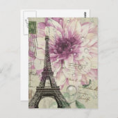 Boho Chic floral  Paris Eiffel Tower Briefkaart (Voorkant / Achterkant)