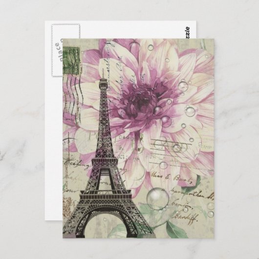 Boho Chic floral  Paris Eiffel Tower Briefkaart (Voorkant / Achterkant)