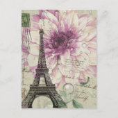 Boho Chic floral  Paris Eiffel Tower Briefkaart (Voorkant)