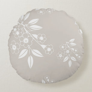 Boho Chic Floral Patroon Esthetisch Rond Kussen