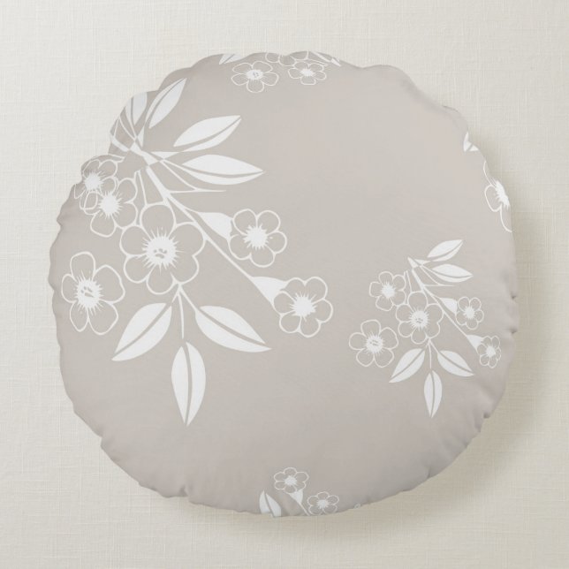 Boho Chic Floral Patroon Esthetisch Rond Kussen (Voorkant)