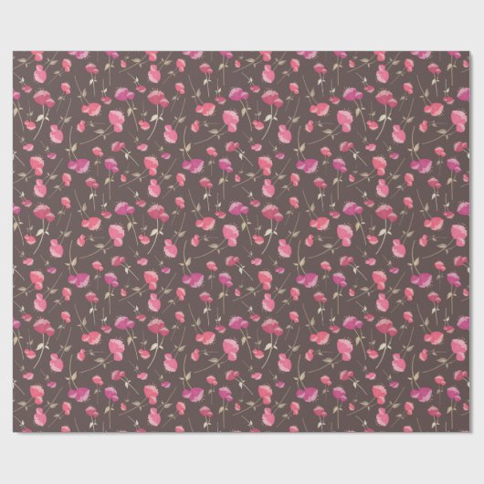 Boho Chic Floral Pattern in Pink en Brown Cadeaupapier (Vlak)