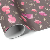 Boho Chic Floral Pattern in Pink en Brown Cadeaupapier (Rol Hoek)