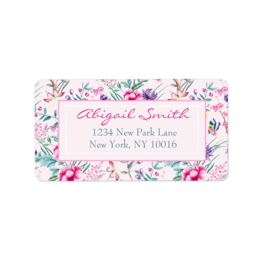 Boho Chic Floral Pattern met Butterflies Labels (Voorkant)