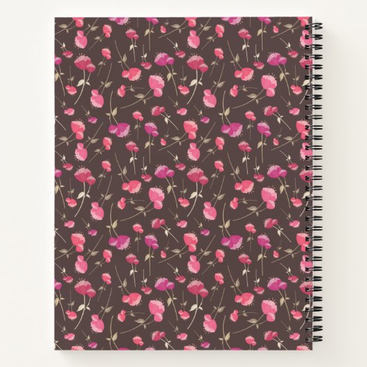 Boho Chic Floral Pattern Pink Brown gepersonalisee Notitieboek (Achterkant)