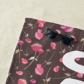 Boho Chic Floral Pattern Pink Brown gepersonalisee Strandlaken (In situ)