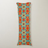 Boho Chic Floral Pattern - Turquoise Oranje Red Lichaamskussen (Voorkant Verticaal)