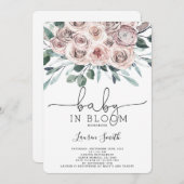 Boho chic floral roos Baby shower Kaart (Voorkant / Achterkant)