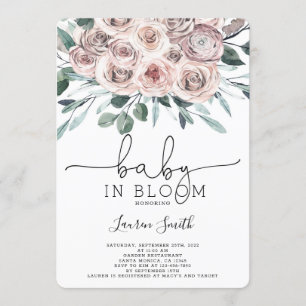 Boho chic floral roos Baby shower Kaart