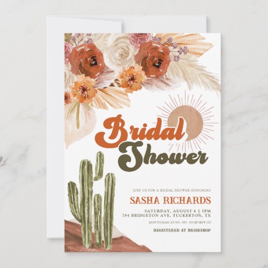 Boho Chic Floral Rustic Desert Vrijgezellenfeest Kaart (Voorkant)