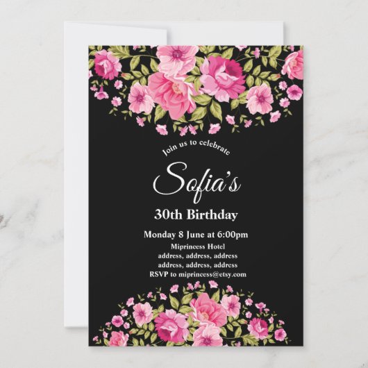 boho chic floral verjaardagsfeest uitnodiging (Voorkant)