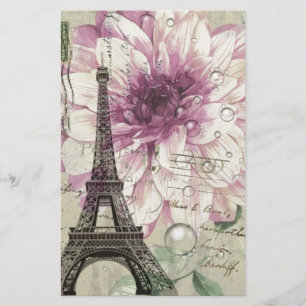 Boho Chic floral Vintage Paris Eiffel Tower Briefpapier