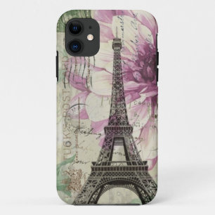 Boho Chic floral Vintage Paris Eiffel Tower Case-Mate iPhone Case