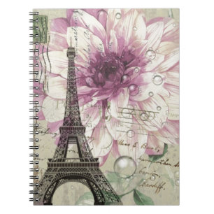 Boho Chic floral Vintage Paris Eiffel Tower Notitieboek
