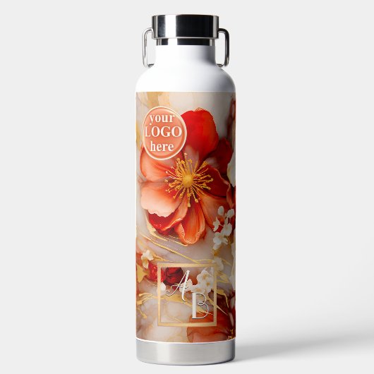 Boho Chic Floral Waterverf Artistic Waterfles (Voorkant)