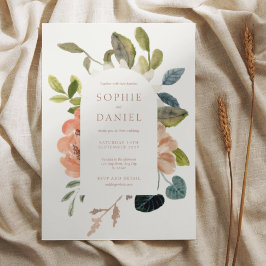 Boho Chic Floral Waterverf bruiloft uitnodiging