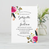 Boho Chic Floral Waterverf bruiloft uitnodigingen (Staand voorkant)