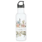 Boho Chic Floral Waterverf Gepersonaliseerde naam Waterfles (Voorkant)