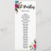 Boho Chic Floral Waterverf Trouwprogramma Programmakaart (Achterkant)