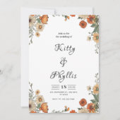 Boho Chic Floral Wedding Invitation Kaart (Voorkant)
