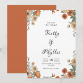 Boho Chic Floral Wedding Invitation Kaart (Voorkant / Achterkant)