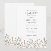 Boho Chic Floral Wedding Invitation Kaart (Voorkant / Achterkant)
