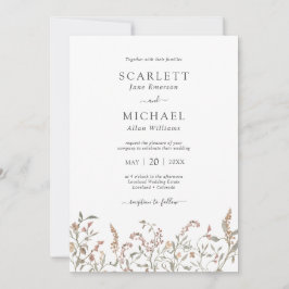 Boho Chic Floral Wedding Invitation Kaart
