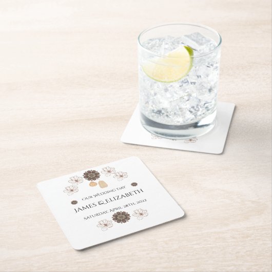 Boho Chic Floral Wedding Kartonnen Onderzetters (Insitu)