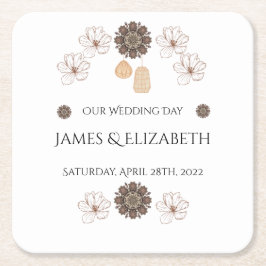 Boho Chic Floral Wedding Kartonnen Onderzetters