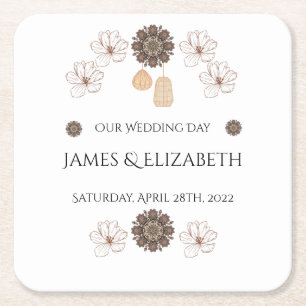 Boho Chic Floral Wedding Kartonnen Onderzetters