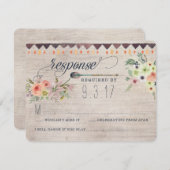 Boho Chic Floral Wedding RSVP-kaart RSVP Kaartje (Voorkant / Achterkant)