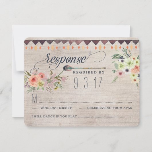Boho Chic Floral Wedding RSVP-kaart RSVP Kaartje (Voorkant)