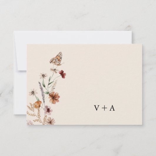 Boho Chic Floral Wedding RSVP Kaartje (Achterkant)