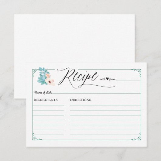 Boho Chic Floral Wedding Shower Recipe Kaarten (Voorkant / Achterkant)