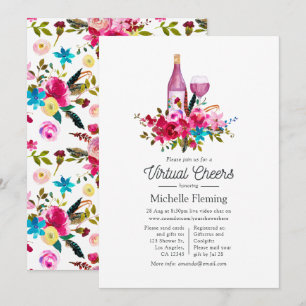 Boho Chic Floral Wine Thormed Virtual Vrijgezellen Kaart