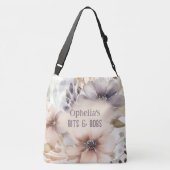 Boho Chic Florals laat naam Baby achter Crossbody Tas (Achterkant)