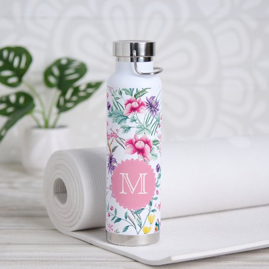 Boho Chic Flowers & Butterflies Monogramed Waterfles (Yoga)