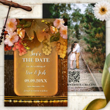 Boho Chic Fotowijn Thema Save the Date Kaart