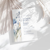 Boho Chic Franse Blauwe Wilde Bloemen Wedding Kaart