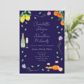 Boho Chic French Wine and Cheese Engagement Party Kaart (Staand voorkant)