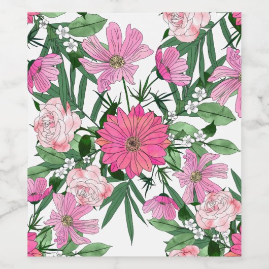 Boho chic garden floral design wijn etiket (Enkel label)