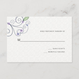 BOHO Chic Garden Wedding Paarse RSVP Kaartje