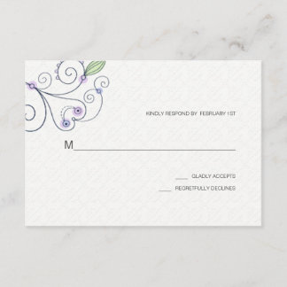 BOHO Chic Garden Wedding Paarse RSVP Kaartje
