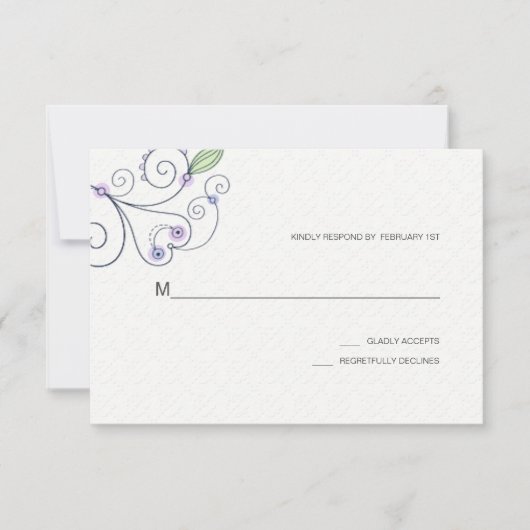 BOHO Chic Garden Wedding Paarse RSVP Kaartje (Voorkant)