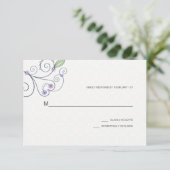 BOHO Chic Garden Wedding Paarse RSVP Kaartje (Staand voorkant)
