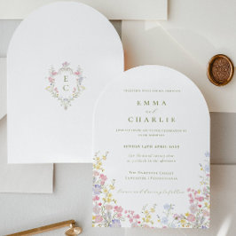 Boho Chic Garden Wildflowers Spring Summer Wedding Kaart