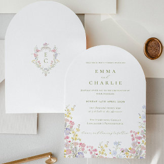 Boho Chic Garden Wildflowers Spring Summer Wedding Kaart