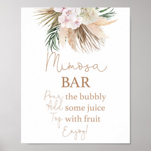 Boho chic Gedroogde palmen Mimosa Bar bord Poster (Voorkant)