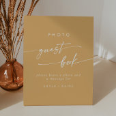 Boho Chic Geel Marigold Foto Gastboek Trouwen Reclamebord Met Voetstuk