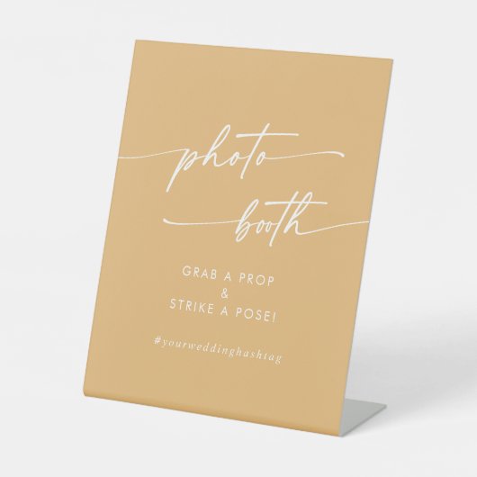 Boho Chic Geel Marigold Trouwfotocabine Reclamebord Met Voetstuk (Voorkant)